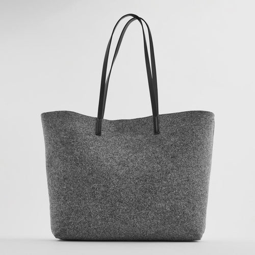 ZARA ザラフェルトトートバッグポリエステルグレーレディース6151611