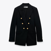 画像をギャラリービューアに読み込む, ZARA ザラテーラードダブルブレストブレザーレーヨンブラックレディース2013703