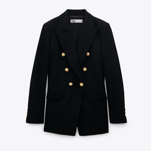 ZARA ザラテーラードダブルブレストブレザーレーヨンブラックレディース2013703