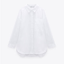 画像をギャラリービューアに読み込む, ZARA ザラポプリンシャツコットンホワイトレディース2173262