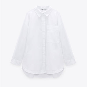 ZARA ザラポプリンシャツコットンホワイトレディース2173262