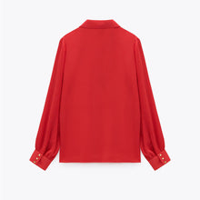 画像をギャラリービューアに読み込む, ZARA ザラフルイド フリル ブラウスポリエステルレッドレディース3564069