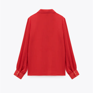 ZARA ザラフルイド フリル ブラウスポリエステルレッドレディース3564069