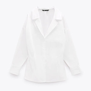ZARA ザラポプリンシャツホワイトレディース2114262