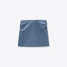 画像をギャラリービューアに読み込む, ZARA ザラギャザー ミニ スカートポリエステルライトブルーレディース4432154