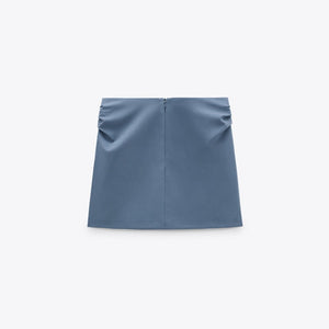 ZARA ザラギャザー ミニ スカートポリエステルライトブルーレディース4432154