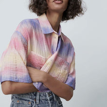 画像をギャラリービューアに読み込む, ZARA ザラフルイド タイダイ シャツレーヨンマルチカラーレディース3067043