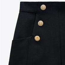 画像をギャラリービューアに読み込む, ZARA ザラボタン付きバミューダパンツポリエステルブラックレディース2037314