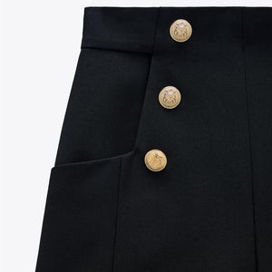 ZARA ザラボタン付きバミューダパンツポリエステルブラックレディース2037314