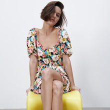 画像をギャラリービューアに読み込む, ZARA ザラフラワー柄ワンピースポリエステルブルーブラックレディース2582255