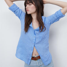 画像をギャラリービューアに読み込む, ZARA ザラベーシックリネンシャツリネンライトブルーレディース2230503