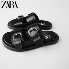 画像をギャラリービューアに読み込む, 【新作・人気】ZARA カウボーイレザーフラットサンダル 1603510