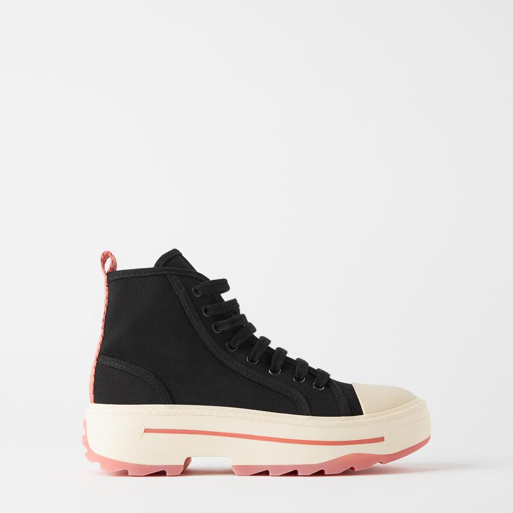 ZARA ザラ チャンキーソールレースアップハイカットスニーカー 3403510