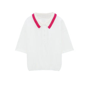 ZARA ザラコントラストＴシャツ ホワイトレディース1930043