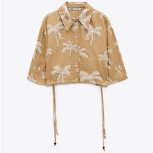 画像をギャラリービューアに読み込む, ZARA ザラエンブロイダリー リネンブレンド シャツコットンオークルレディース2451942
