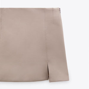 ZARA ザラスリット ミニスカートポリエステルサンドブラウンレディース4661105