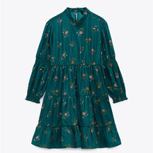 画像をギャラリービューアに読み込む, ZARA ザラプリント柄ミニワンピーステールグリーンレディース8351228