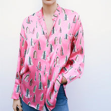 画像をギャラリービューアに読み込む, ZARA ザラフルイドプリント柄シャツポリエステルフクシアレディース2597027