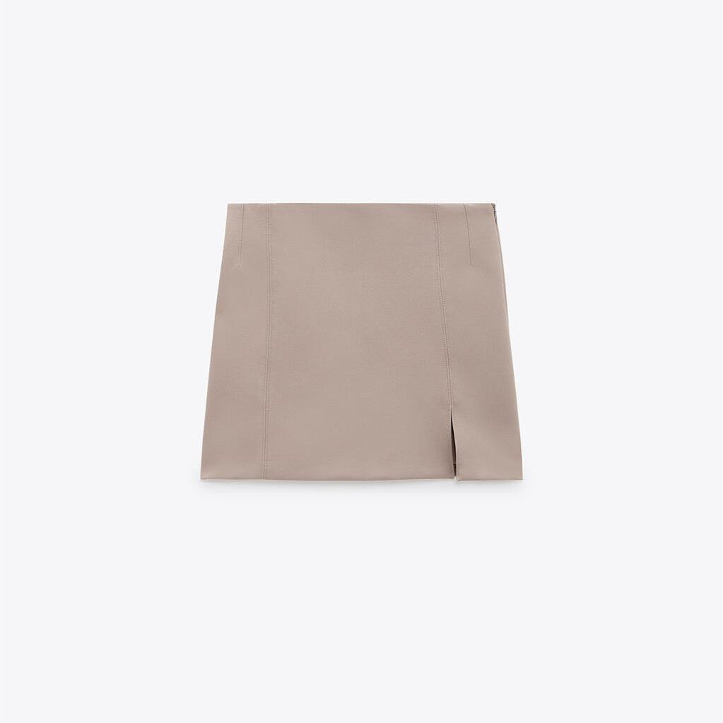 ZARA ザラスリット ミニスカートポリエステルサンドブラウンレディース4661105