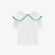 画像をギャラリービューアに読み込む, ZARA ザラコントラストネックライン仕様Ｔシャツコットンホワイトレディース1930042