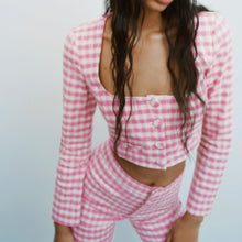 画像をギャラリービューアに読み込む, ZARA ザラギンガムチェックトップスコットンライトフクシアレディース2478645