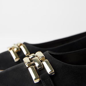 ZARA ザラ メタルビジュー付きバレエシューズ　ブラック1502510
