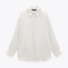 画像をギャラリービューアに読み込む, ZARA ザラサテン地シャツホワイトレディース4387028