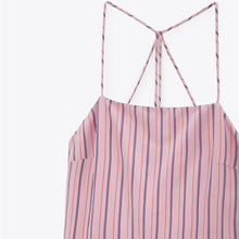 画像をギャラリービューアに読み込む, ZARA ザラストライプ柄ミディ丈ワンピースレーヨンピンクレディース8342116