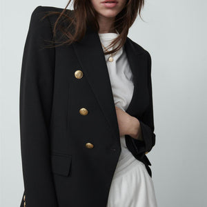 ZARA ザラテーラードダブルブレストブレザーレーヨンブラックレディース2013703