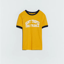 画像をギャラリービューアに読み込む, ZARA ザラテキストＴシャツコットンブラックイエローレディース5643310