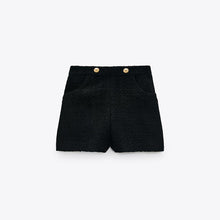 画像をギャラリービューアに読み込む, ZARA ザラボタン テクスチャー バミューダパンツ ポリエステルブラックレディース2247679