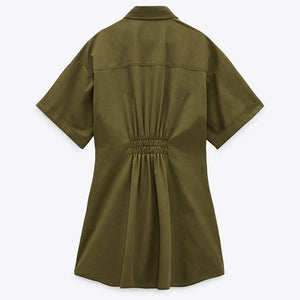 ZARA ザラコットン シャツワンピースコットンカーキレディース9006054