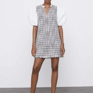 ZARA ザラコンビストラクチャー仕様ワンピースポリエステル青色白色レディース2754862