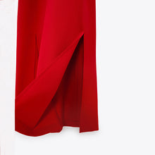 画像をギャラリービューアに読み込む, ZARA ザラスリット ミディワンピースポリエステルストロングレッドレディース2636703