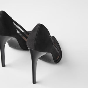 ZARA ザラメッシュハイヒールシューズ 個性的 ブラック 7234001