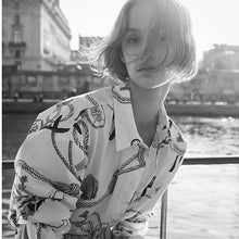 画像をギャラリービューアに読み込む, ZARA ザラオーバーサイズ プリント シャツコットンホワイトレディース2669432