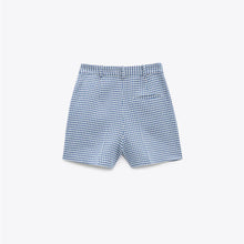 画像をギャラリービューアに読み込む, ZARA ザラボタン付きバミューダパンツコットン青色白色レディース2059362