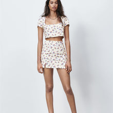 画像をギャラリービューアに読み込む, ZARA ザラリネンブレンド フラワープリント スカートリネンサンドレディース2699663