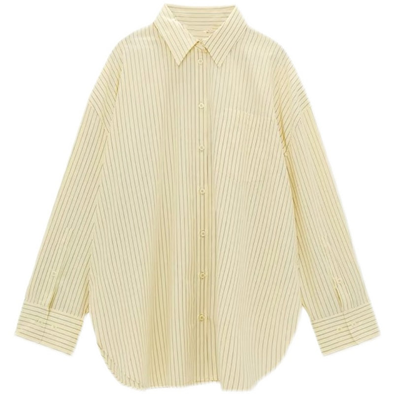 ZARA ザラポケット付きストライプＴシャツミディアムイエローレディース2190616