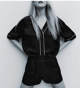 ZARA ザラサテンショートパンツレーヨンブラックレディース7385199