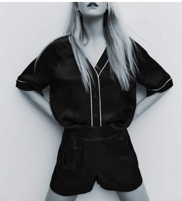 ZARA ザラサテンショートパンツレーヨンブラックレディース7385199