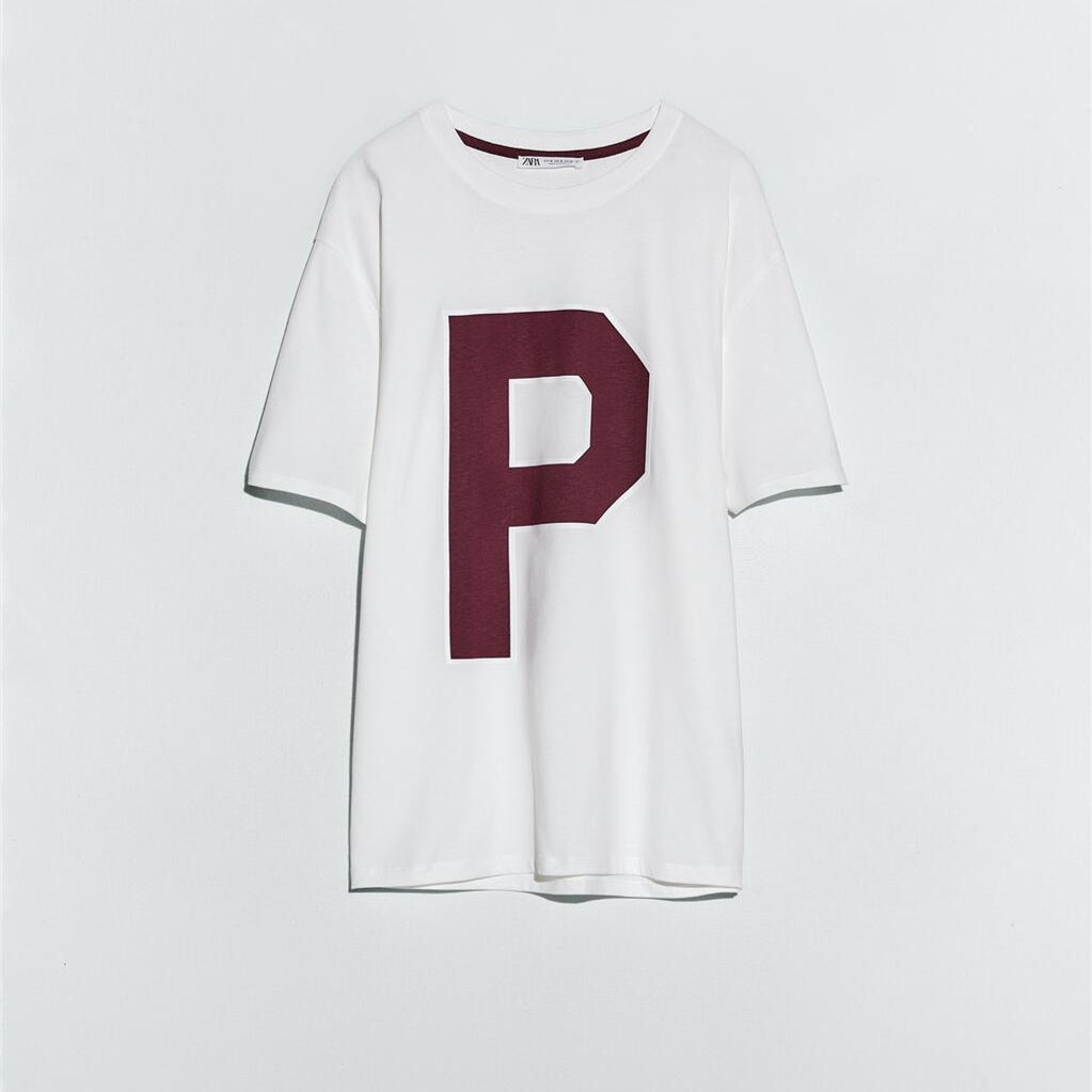 ZARA ザライニシャル Ｔシャツシルバーレディースメンズ0085350
