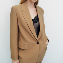 画像をギャラリービューアに読み込む, ZARA ザラポケット付きオーバーサイズブレザーポリエステルゴールデンブラウンレディース2761054