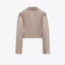 画像をギャラリービューアに読み込む, ZARA ザラクロップド丈ブレザーポリエステルサンドブラウンレディース2010707
