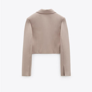 ZARA ザラクロップド丈ブレザーポリエステルサンドブラウンレディース2010707