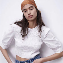 画像をギャラリービューアに読み込む, ZARA ザラコントラストカラー ポプリントップスコットンホワイトレディース5107002
