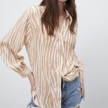 画像をギャラリービューアに読み込む, ZARA ザラアニマルプリント シャツミディアムエクリュレディース9878078