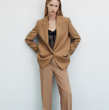 画像をギャラリービューアに読み込む, ZARA ザラポケット付きオーバーサイズブレザーポリエステルゴールデンブラウンレディース2761054