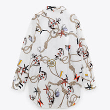 画像をギャラリービューアに読み込む, ZARA ザラオーバーサイズ プリント シャツコットンホワイトレディース2669432