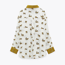 画像をギャラリービューアに読み込む, ZARA ザラプリント柄サテン風仕上げシャツ100% ポリエステルエクリュレディース1932223